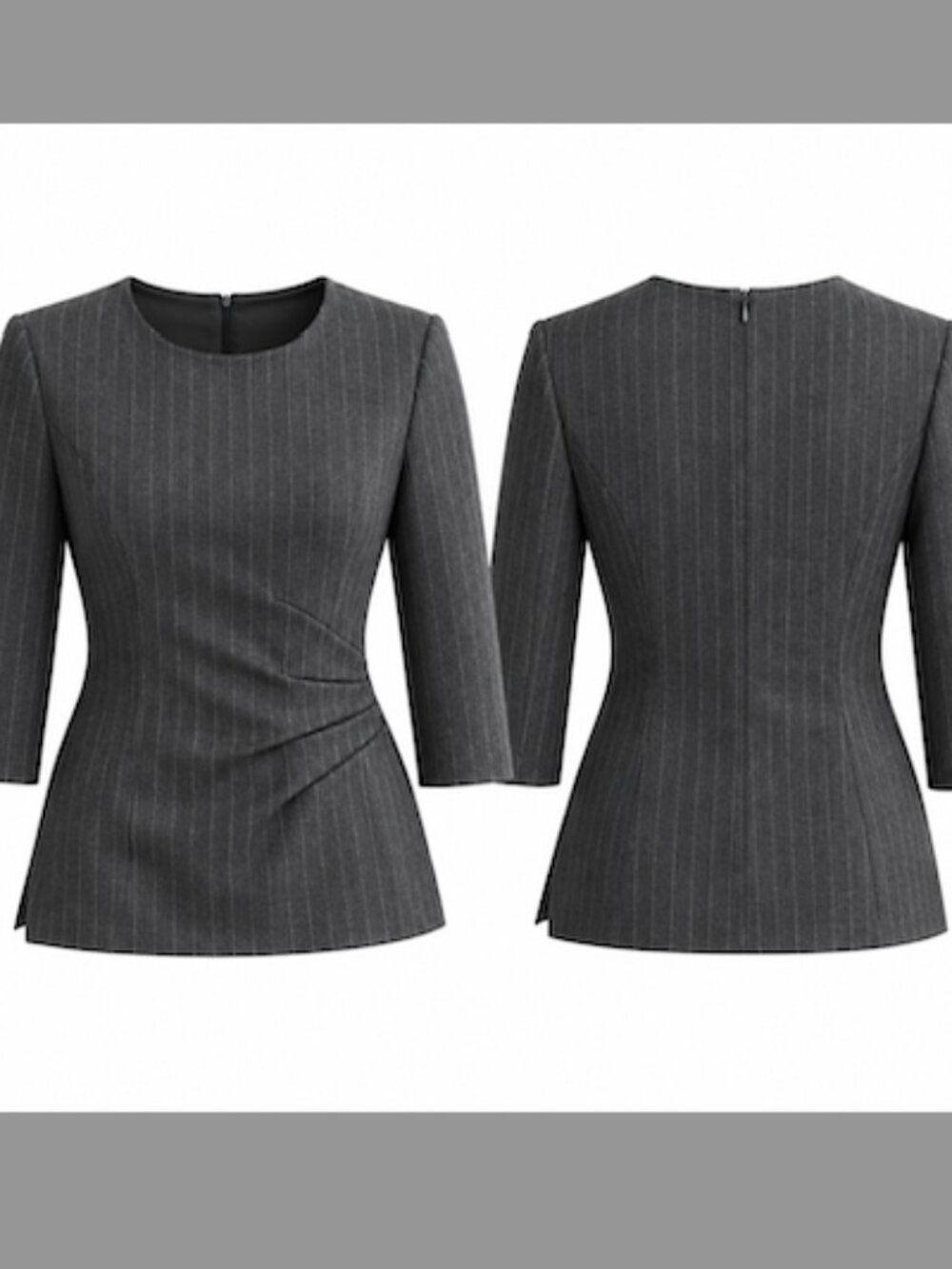 St. John Grey Pinstripe Top